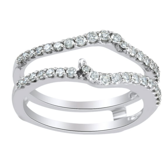 Round Cut White Natural Diamond Enhancer Ring Guard In 14K Solid White Gold (0.5 Ct)