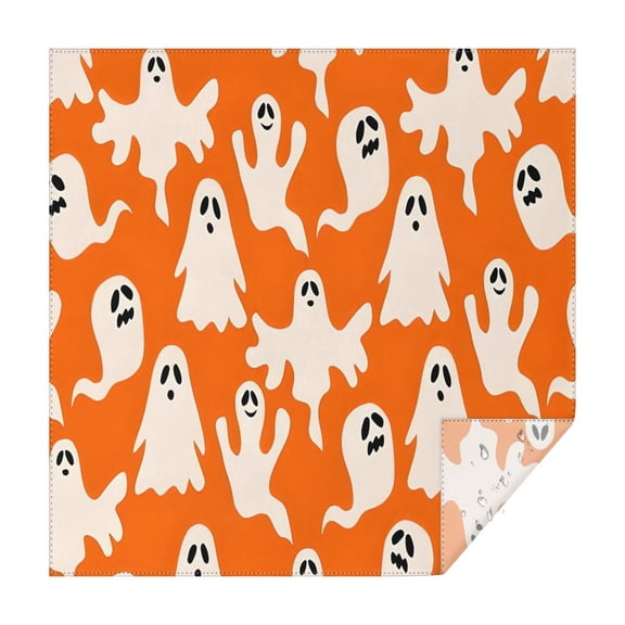 Orange Halloween Ghosts Square Tablecloth,Waterproof Square Table Cover,Wipeable Spillproof Washable Table Cover for Home Kitchen Party Decor 42"X42"(107x107cm)