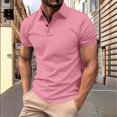 thumbnail image 2 of TAGOLD Mens Summer Short Sleeve Turndown collar Blouse & Shirt Solid Color Casual Top, 2 of 5