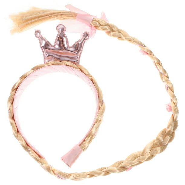 EeaseMX 1 diadema con corona y trenza falsa para disfrazar en el escenario del festival (flor de color aleatorio).
