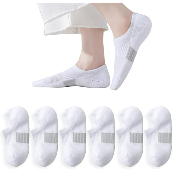 Thick No Show Socks for Women Athletic Ankle Socks Cushioned Running Low Cut No Show Socks Non Slip 3/6 Pairs