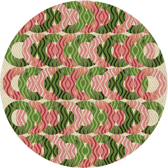 Ahgly Company Tapis Rond Lavable en Machine Intérieur Transitionnel Rouge Châtaigne, 5 Pieds Rond