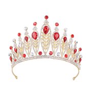 Amosfun Multi Color Large Wedding Crown Baroque Style Bridal Headwear Lightweight for Engagements Parties