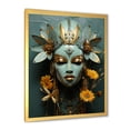 thumbnail image 2 of Designart "African Woman Portrait Green and Yellow Radiance" People Framed Wall Art - Global Yellow African Mask Entryway Framed Wall Art, 2 of 6