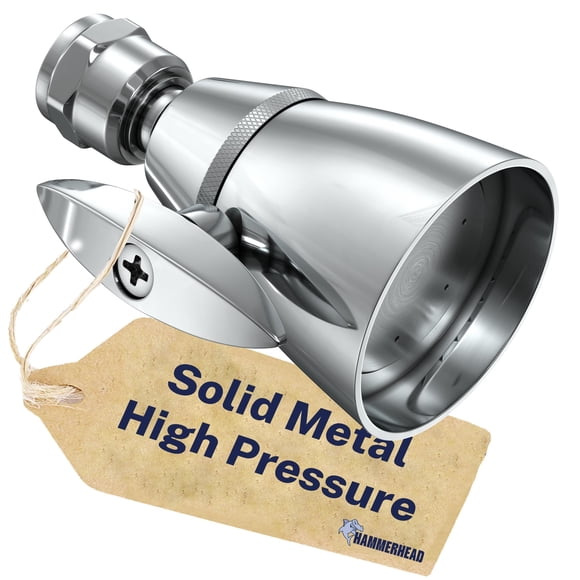 HammerHead Showers® Solid Metal 2 Inch High Pressure Shower Heads - Chrome – 2.5 GPM Shower Heads High Pressure - High Flow Shower Head w