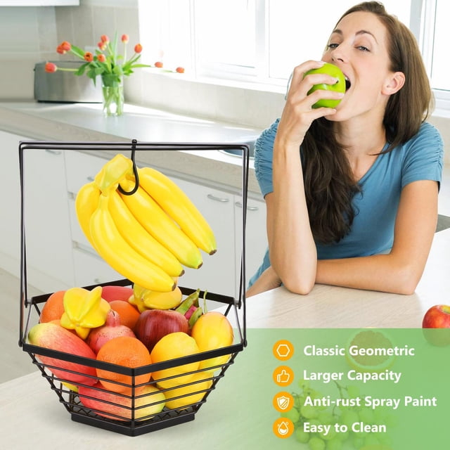 Soporte de metal para frutero con gancho de plátano BLESIY colgador de cesta de frutas