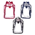 thumbnail image 1 of 17 Inch Clear Premium Wholesale Backpacks in 3 Assorted Colors - Bulk Case of 24 Bookbags, 1 of 2
