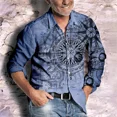 thumbnail image 3 of Camisa de solapa retro de moda de manga larga, informal, para exteriores, para hombre, con brújula, ruleta, patrón HD, diseño de diseñador 2024, nuevo, 3 of 5