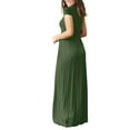 thumbnail image 4 of MLANM Women's Short Sleeve Casual Maxi Dresses Empire Party Evening Dress with Pockets,L Army Green, 4 of 7