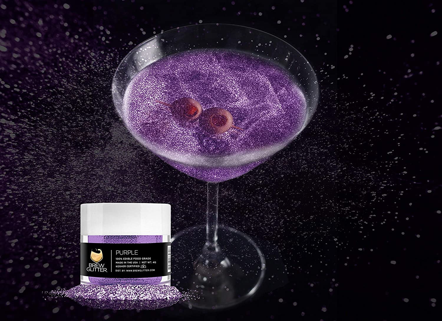BREW GLITTER Purple Edible Glitter For Drinks, Cocktails, Beer, Drink Garnish & Beverages 4