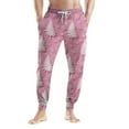 thumbnail image 2 of Dwelliawo Men's Christmas Christmas Pajama Pants Snowflake Xmas Snowflake Prints Joggers Pant Casual Elastic Waist Pj Pants with Pockets Christmas Sleep Lightweight Pants Light pink 3XL, 2 of 5