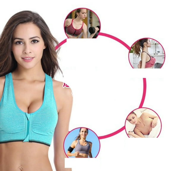WHAMVOX 1Pack Green Front Zipper Sport Bras for Sports Underwear with Breathable and Sweat-absorption Features