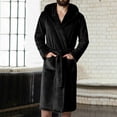 thumbnail image 2 of TOWED22 Mens Terry Bath Robe, Plush Hooded Cotton Cloth Knee-Length Robes for Spa, Shower, Soft Towel Bathrobes with Pockets(A01-Black,5XL), 2 of 5