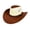 Brown #47, variant on Unisex Adult Leather Western Cowboy Hat Small Brim Letter Detail Adjustable Chin Strap Cap for Country Festivals and Themed Events and Outdoor Parties Beige One Size