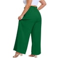 thumbnail image 3 of cocolona Womens Summer Casual Loose Plus Size Pants Elastic Waist Straight Wide Leg Vacation Lounge Trousers with Pockets, 3 of 5