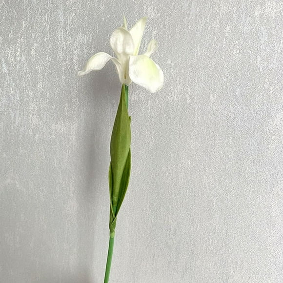 Artificial Iris Flowers Fake Silk Plant Home Wedding Decor Artificial Flower,White and green