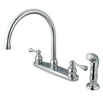 Kingston KB721BLSP Vintage Two-Handle 4-Hole 8" Centerset Kitchen Faucet with Side Sprayer in Polished Chrome