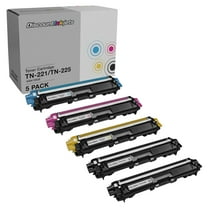 DI Toner Cartridge for Brother TN221 TN225 2 B, Cyan, Magenta, Yellow, 5pk Compatible with: DCP-9020CDN HL-3140CW, HL-3150CDN, HL-3170CDW, HL-3180CDW