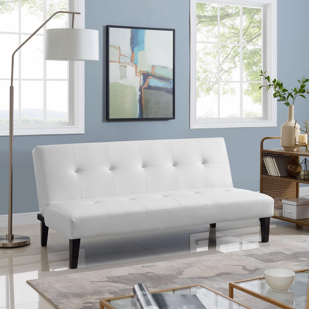 Button Tufted Futon Sofa Bed by Naomi HomeColorWhite