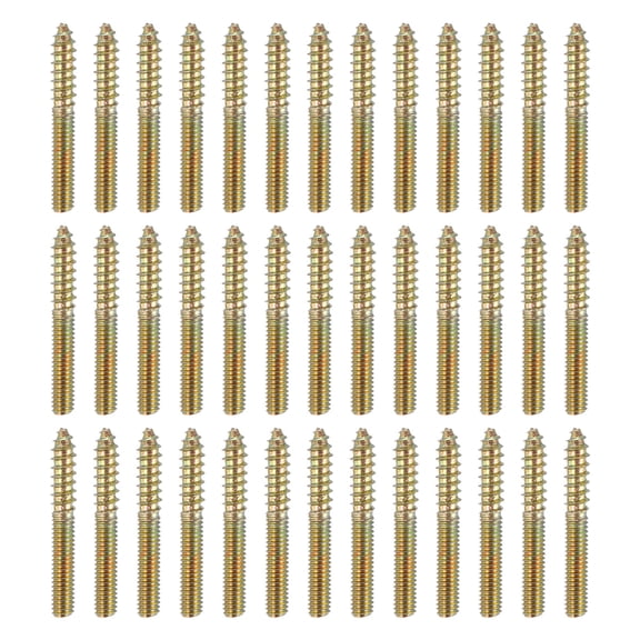 Uxcell 60 Pcs M4x30 Hanger Bolts, Carbon Steel Double Headed Self-Tapping Wood Dowel Screws for Wood Joint Furniture Legs, Color Zinc