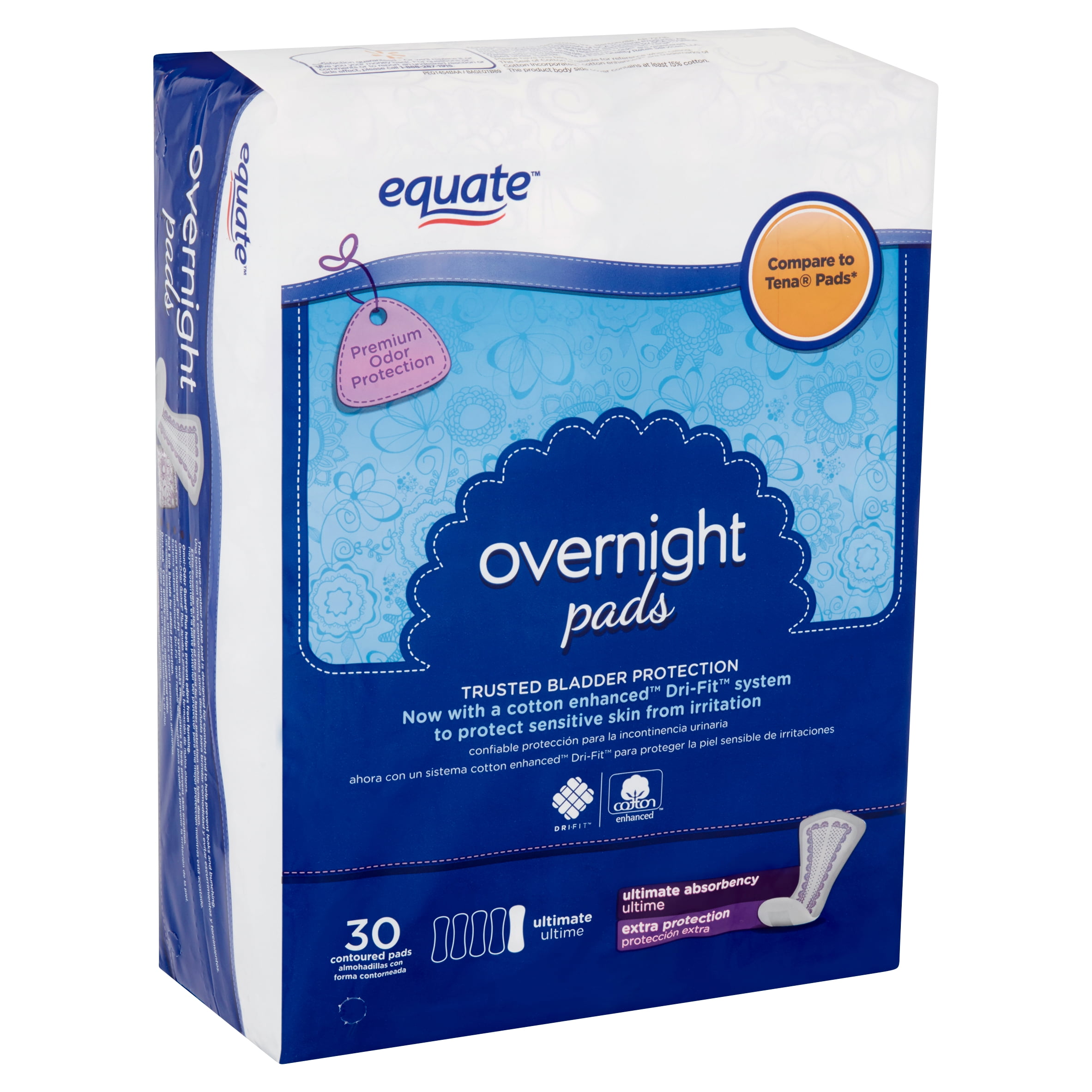 Equate Overnight Contoured Pads, Ultimate Absorbency Extra Protection