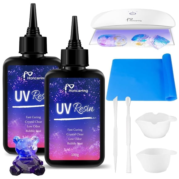 Kit de resina UV Honcaring de 200 g con luz UV para hacer joyas