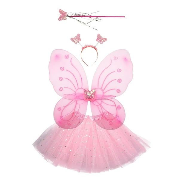 Disfraz de hada para niñas, disfraz de ángel, tutú, disfraz de mariposa para cosplay de vacaciones Rosa Yuyangstore disfraz de hada