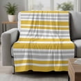 thumbnail image 2 of Ginger Yellow Stripes Blanket Soft Cozy Warm Twin Blanket for Bed, Plush Fuzzy Flannel Fleece Blankets for Sofa, Modern Minimalist Horizontal Lines Throw Blankets for Couch, Gifts for Men, 60"x80", 2 of 9
