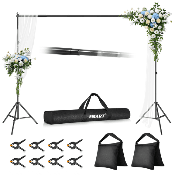 Emart Photo Video Studio 10Ft Adjustable Background Stand Backdrop Support System Kit With Carry Bag Backdrop