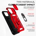 thumbnail image 2 of iPhone 11 Pro Case,Dteck Shockproof Rubber Rugged Case Hybrid Hard Ring Holder Kickstand Slide Camera Lens Protector Cover for Apple iPhone 11 Pro,Red, 2 of 8