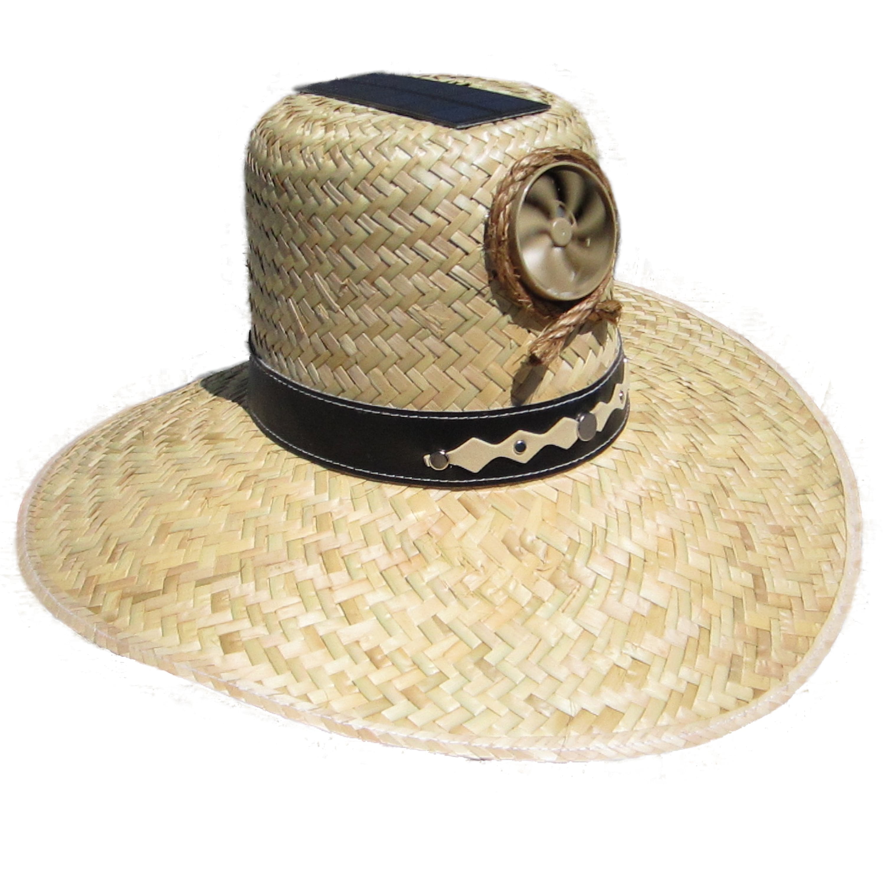Straw hat with solar powered fan Clearance