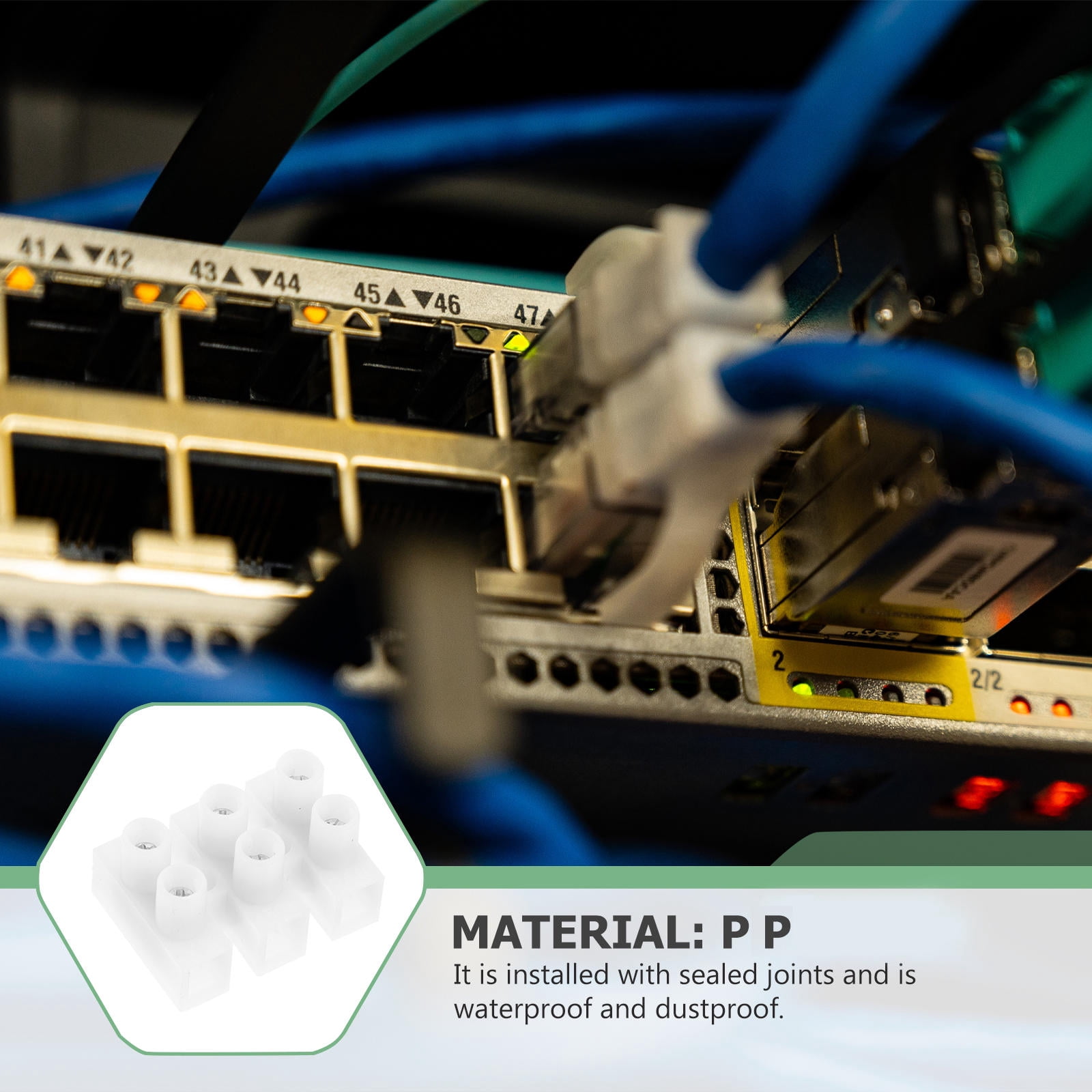 EXHUMKY 50Pcs White PP Terminal Strip Blocks for Cable Fixing and Connection 1.02X0.78X0.6In