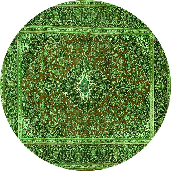 Ahgly Company Indoor Round Persian Green Traditional Area Rugs, 4' Round