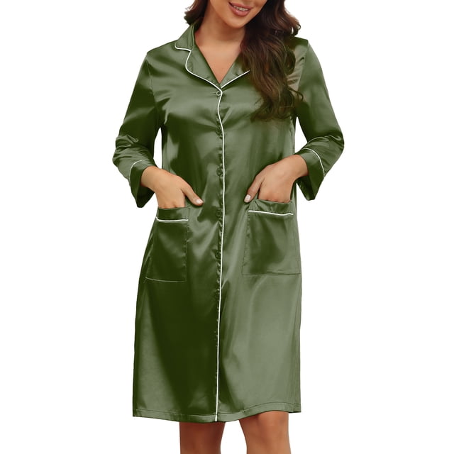 Camisón con botones,Camisón con cuello en V para mujer Camisón elegante Camisón para mujer Funcionamiento suave