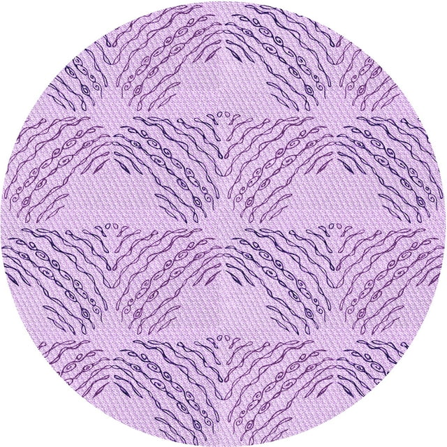 Ahgly Tapis Rond Lavable en Machine Intérieur Transitionnel Violet, 4 Pieds Rond