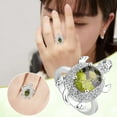 thumbnail image 3 of zttd fashion sterling silver turtle ring green opal ring turtle jewelry longevity gift, 3 of 8