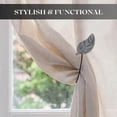 thumbnail image 3 of Evideco French Home Goods Curtain Holdbacks Magnetic Wooden Leaf Curtain Tieback - Gray/Black, 3 of 6