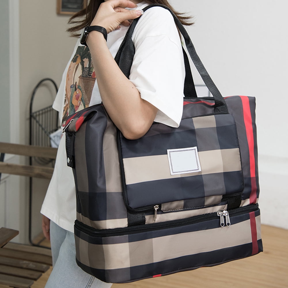 Travel Tote with Luggage Sleeve 2Tier Large Capacity Dry/Wet