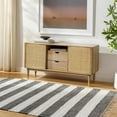thumbnail image 3 of Hauteloom Moby Recycled Material Striped Farmhouse Hallway, Kitchen Runner Rug - Casual Performance Carpet with Tassel, Fringe - Black, White - 2'6" x 8', 3 of 8