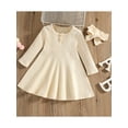 thumbnail image 2 of Qiylii Toddler Baby Girls Ribbed Dress Solid Color Long Sleeve Dress Headband, 2 of 8
