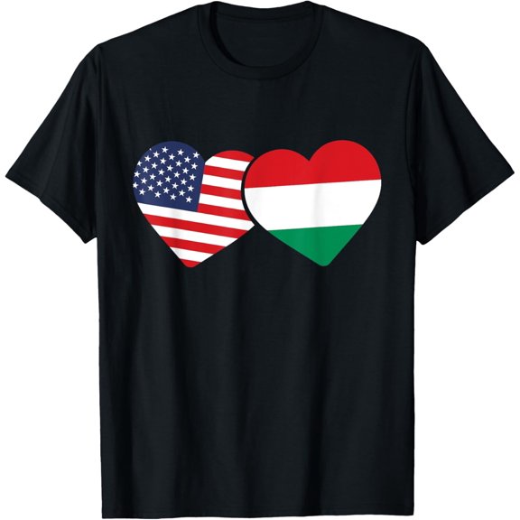 men and women can wear，Hungarian heritage USA Hungary American Flag Hungarian Flag T-Shirt