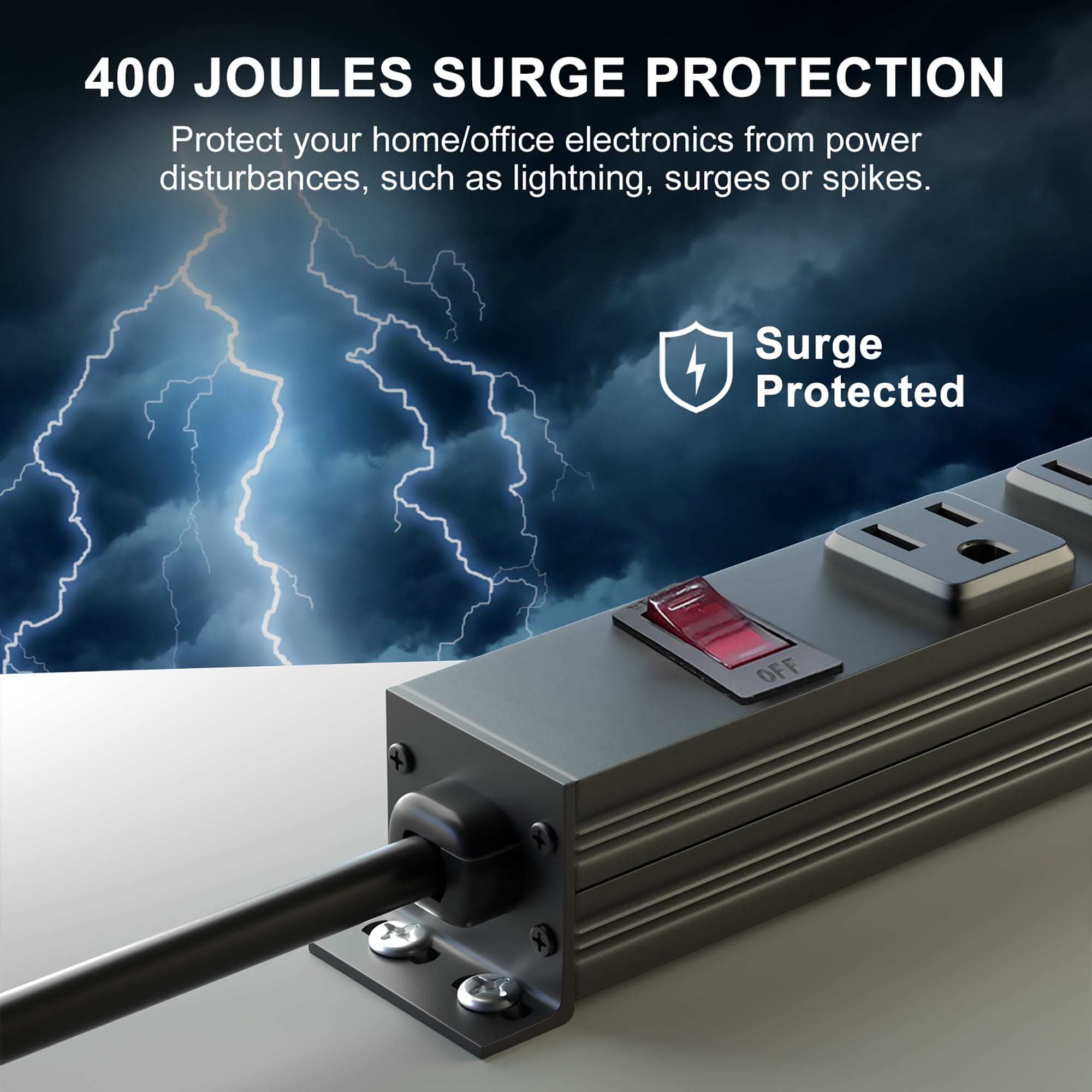 11-Outlet 1850W 6 ft Power Cord Surge Protector