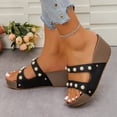 thumbnail image 3 of Pearl Platform Wedge Slides Sandals for Women 2025 Summer Comfortable Arch Support Walking Dress Slippers, 3 of 7