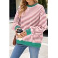 thumbnail image 3 of Sweatshirt For Women Oversized Long Sleeve Striped Pullover Color Block Crewneck Casual Loose Tops Y2K Clothes Workout Shirt, 3 of 7