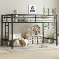 thumbnail image 3 of Twin Size Metal Loft Bed, Loft Bed with Easy Climbing Ladder and Guardrails for Kids, Black, 3 of 11