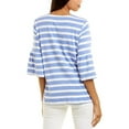 thumbnail image 2 of JONES NEW YORK Womens Blue Striped Bell Sleeve Crew Neck Top S, 2 of 2