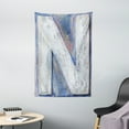 thumbnail image 1 of Letter N Tapestry, Uppercase Deteriorated Symbol Alphabet Typography Vintage Retro Background, Wall Hanging for Bedroom Living Room Dorm Decor, 40W X 60L Inches, Violet Blue White, by Ambesonne, 1 of 2