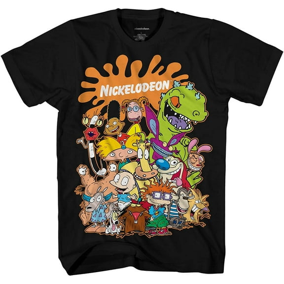 Nickelodeon Men's Shirt, Classic Printed Cartoon Rugrats T-shirt Black Nick – M