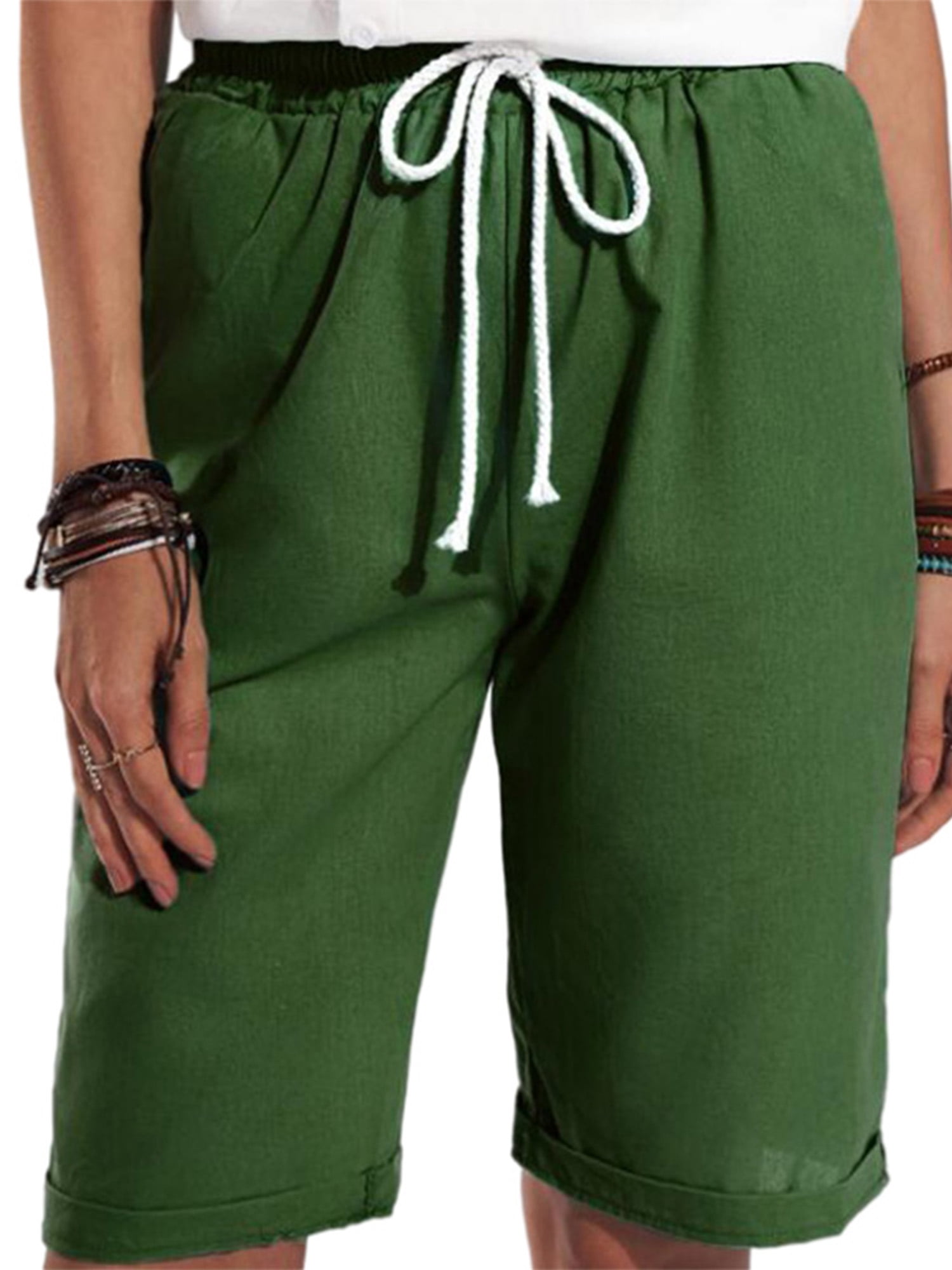 UKAP Women Casual Elastic Waist Knee Length Bermuda Shorts Summer Beach