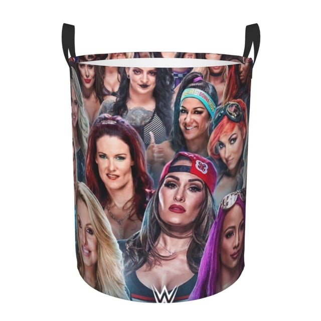 Cesto circular Becky Lynch, cesto para ropa plegable impermeable con asas, organizador ligero para guardar ropa de juguete para el hogar, dormitorio, sala de estar, baño, dormitorio pequeño